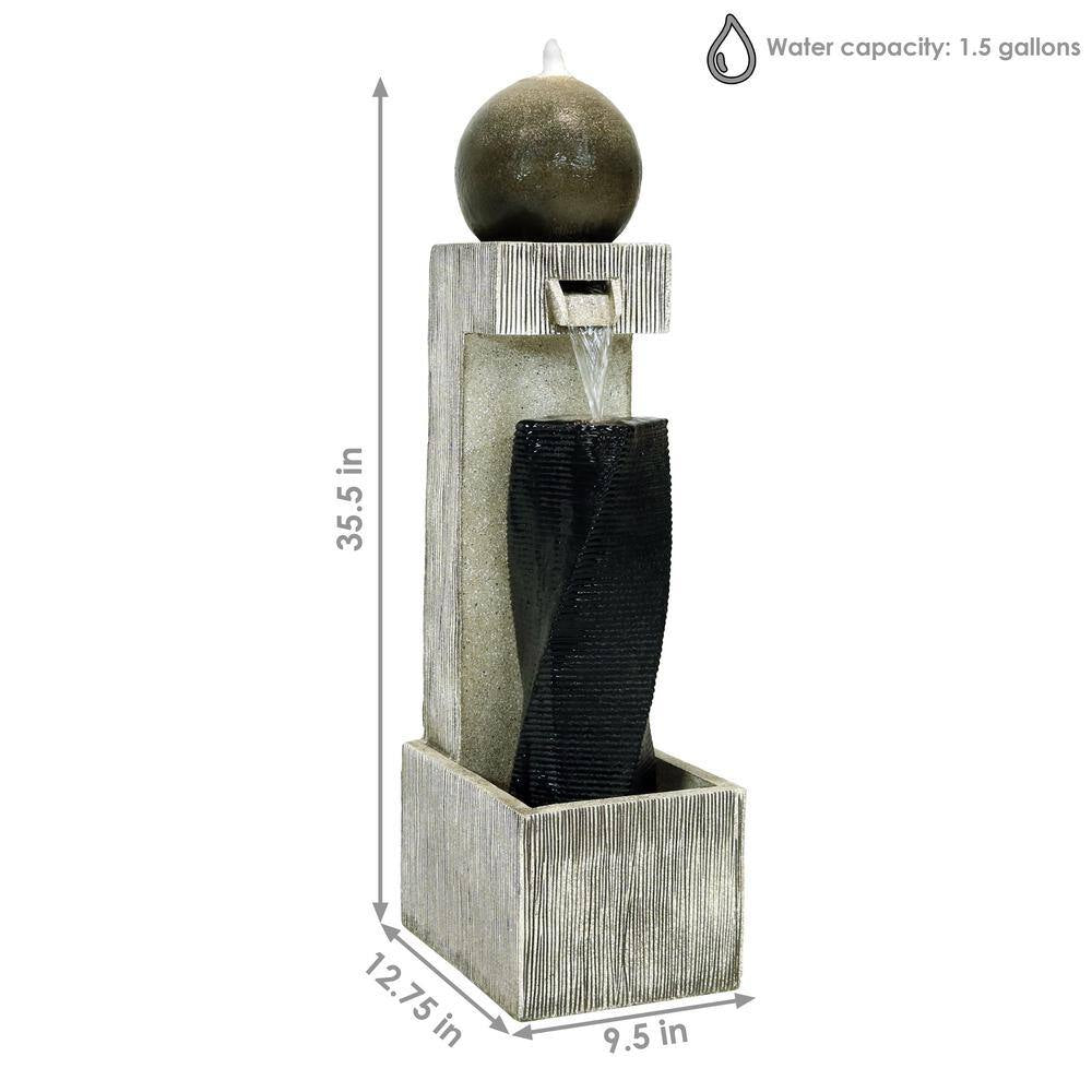35 In. Modern Vogue Outdoor Cascading Fountain with LED Lights