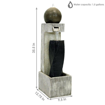 35 In. Modern Vogue Outdoor Cascading Fountain with LED Lights