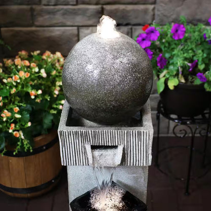 35 In. Modern Vogue Outdoor Cascading Fountain with LED Lights