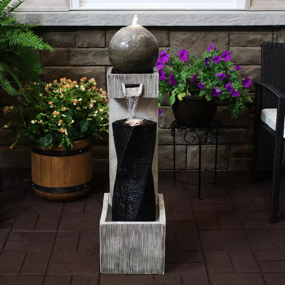 35 In. Modern Vogue Outdoor Cascading Fountain with LED Lights
