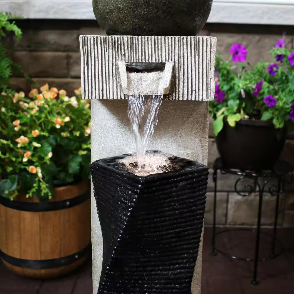35 In. Modern Vogue Outdoor Cascading Fountain with LED Lights